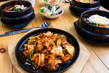 Asian lunch menu. Korean food, 