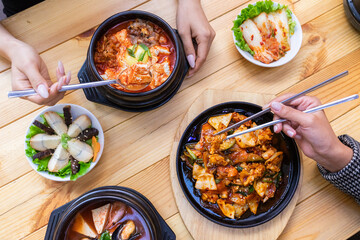 Asian lunch menu. Korean food, 