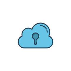 Privacy cloud storage vector icon symbol isolated on white background