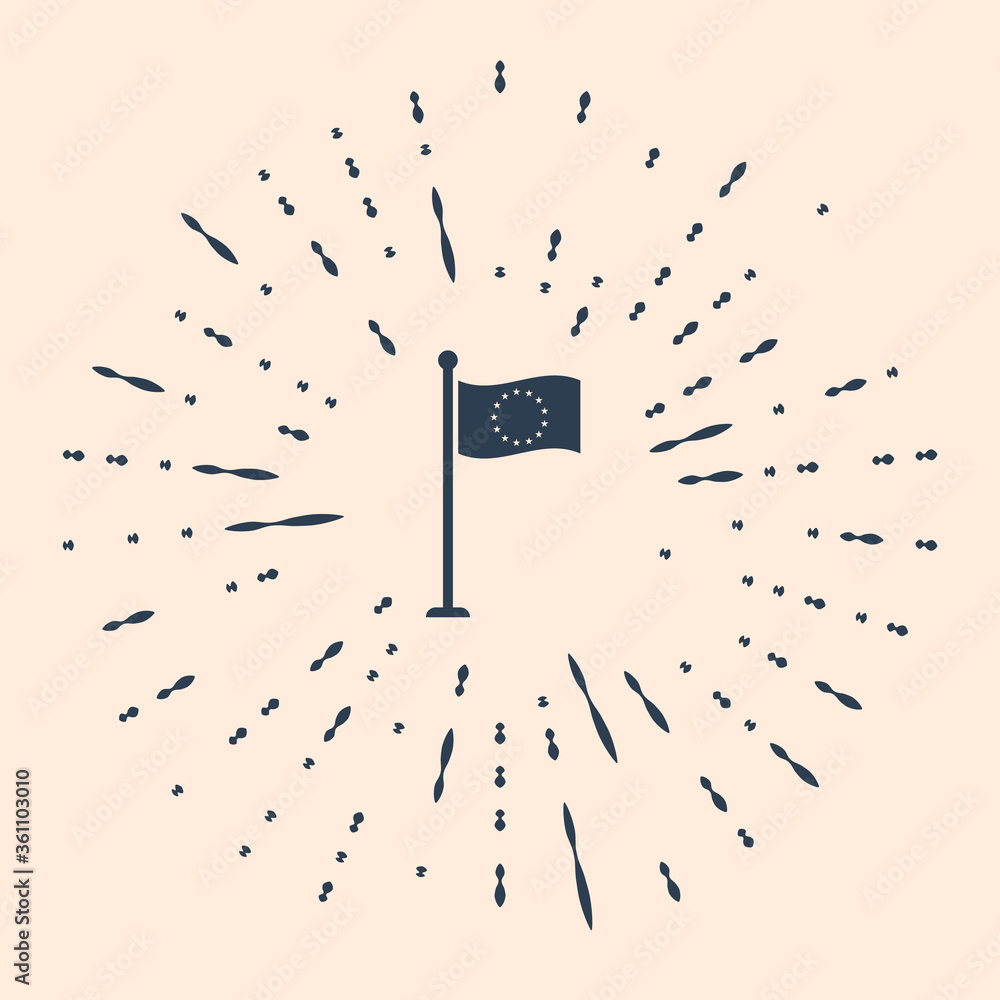 Poster black flag of european union icon isolated on beige background. eu circle symbol. waving eu flag on 