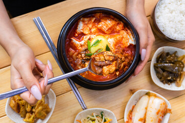 Asian lunch menu. Korean food, 