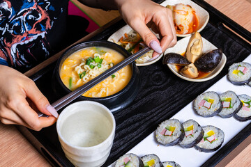 Lunch box with korean sushi