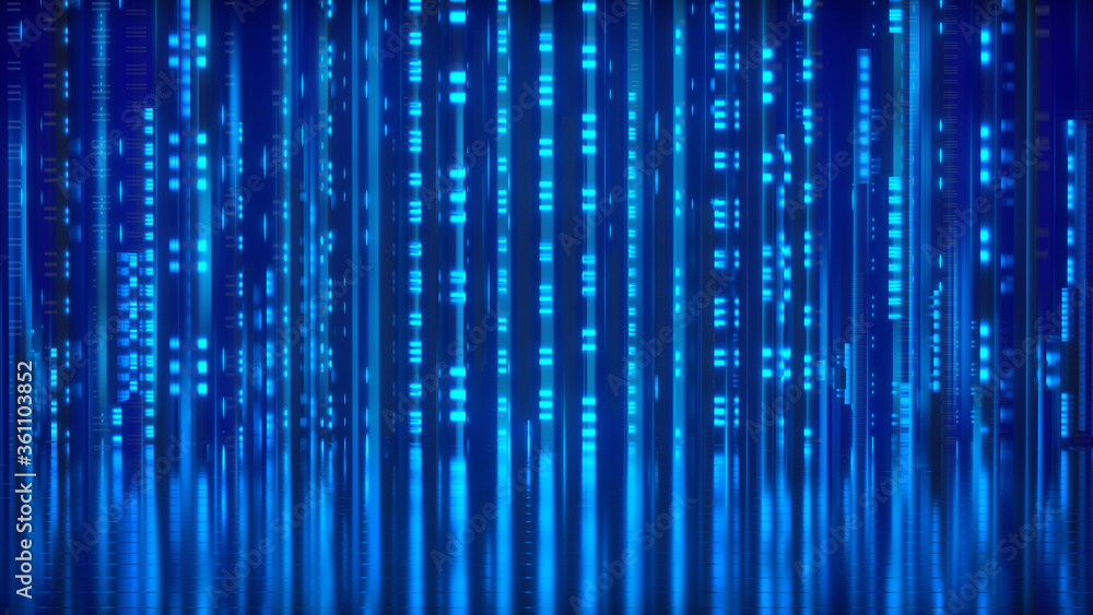 Poster blue lines and dots data transfer 3d rendering illustration