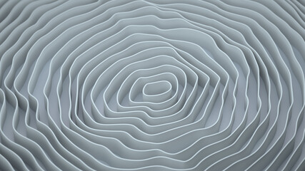White wavy circular lines 3D render illustration