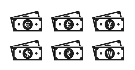 money bill icon set. financial and banking infographic design element