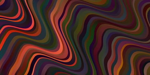 Dark Red vector background with bent lines.