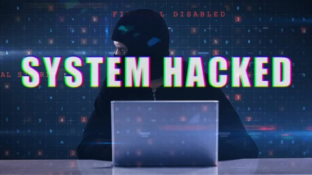 System hacked text and data processing against hacker using laptop