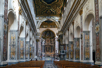 Fototapeta na wymiar Interior of the Church of Sant andrea, Amalfi, italy. 