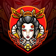 Geisha mecha esport logo mascot design.