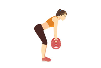 Fototapeta na wymiar Women doing Barbell Deadlift workout side view. Illustration about weight Fitness.