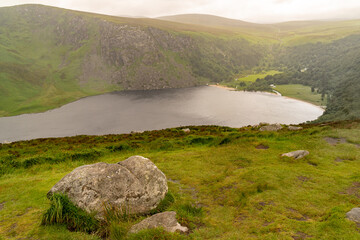 Fototapeta na wymiar Lough Tay, a small, scenic lake in the Wicklow Mountains in County Wicklow, Ireland.