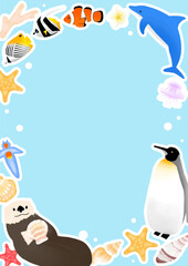 Fototapeta premium 夏 魚 海の生物 イラストセット