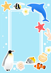 夏　魚　海の生物　イラストセット