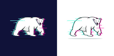 Silhouette Of Polar Bears Vector Effect Glitch for wallpaper, logo, web design, icon, t-shirt design.
