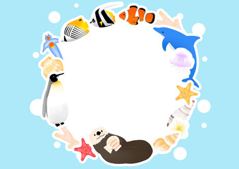 夏　魚　海の生物　イラストセット