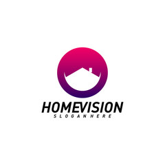 Home vision creative design logo vector concept. Eye house logo template. Icon symbol