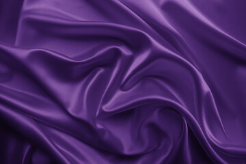 Beautiful elegant wavy violet purple satin silk luxury cloth fabric texture with violet background design. Card or banner. 