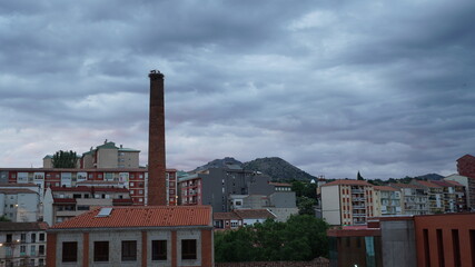 cielo, ciudad, edificio, viejo, arquitectura, chimenea, nido