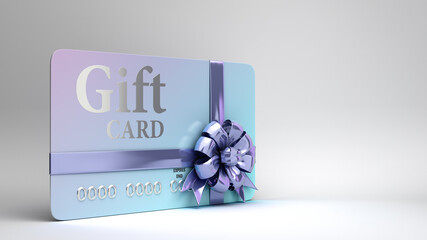 VIP gift card with bow 3d render on a grey gradient background