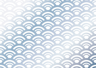 青海波の水色系グラデーション和柄パターン　線幅の変化する大きめの模様 - obrazy, fototapety, plakaty