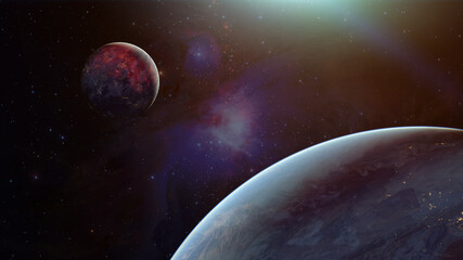 Fototapeta na wymiar Extrasolar planet. Earth-like exoplanet. Element of this image furnished by NASA