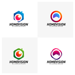 Set of Home vision creative design logo vector concept. Eye house logo template. Icon symbol