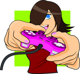 Gamer Girl - Vector Illustration