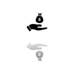 Open Palm Hold Money Bag icon flat