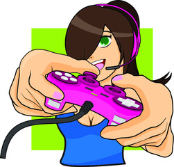 Fototapeta premium Gamer Girl - Vector Illustration