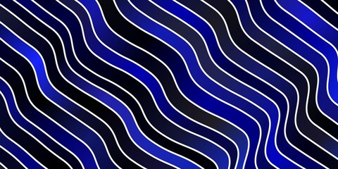 Dark BLUE vector background with bent lines. Bright sample with colorful bent lines, shapes. Best design for your posters, banners.
