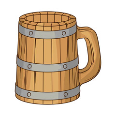 Illustration of wooden beer mug.