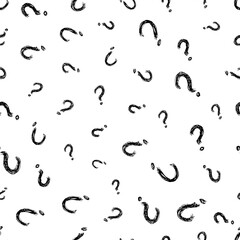 Seamless pattern with doodle question mark symbol