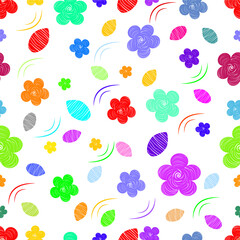 Abstract floral seamless pattern. Bright colors, painting on a light background.  Ornamental decorative illustration for print, web