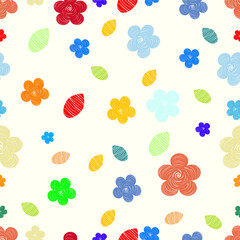 Abstract floral seamless pattern. Bright colors, painting on a light background.  Ornamental decorative illustration for print, web