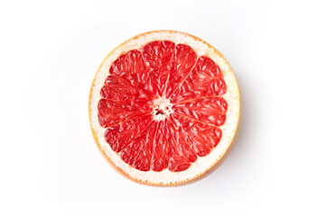 Grapefruit slice isolated. red grapefruit slice on a white background