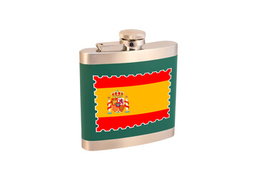 Flask for alcohol with the flag of Spain. Spanish alcohol