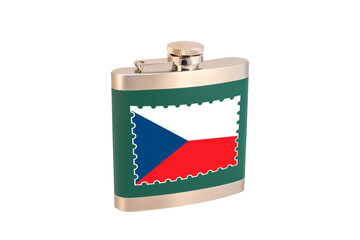 Flask for alcohol with the flag of the Czech Republic. Czech alcohol