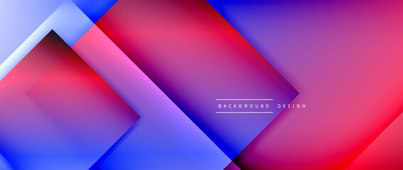 Square shapes composition, fluid gradient geometric abstract background. 3D shadow effects, modern design template