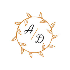 Hand drawn floral wedding or logo template