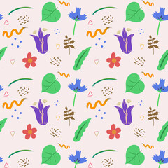 Hand draw abstract floral pattern
