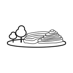 Vector illustration of rice and field logo. Set of rice and terrace stock symbol for web.