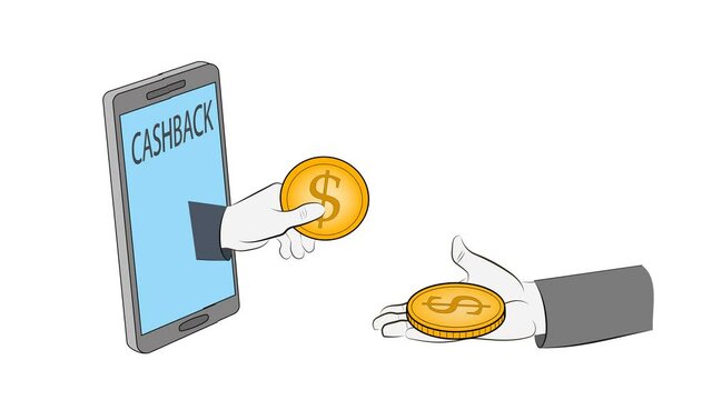 money back via phone. cashback for the purchase. 4K illustration video
