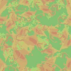 Forest camouflage of various shades of brown, green and beige colors
