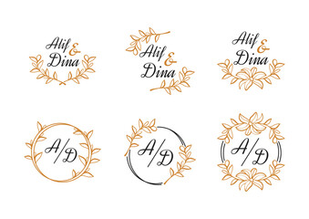 Fototapeta na wymiar Wedding floral logo templates collection