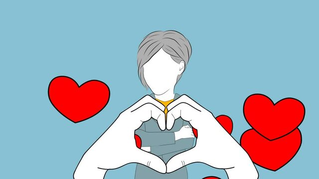 hands folded in a heart. romantic relationship. 4K illustration video