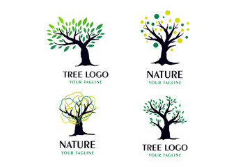 Obraz premium Nowoczesny zestaw szablonów logo drzewa