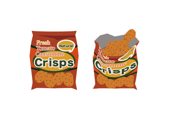 スナック菓子の袋のイラスト。プラスチックの袋のイメージ。