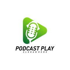 Podcast creative design logo vector concept. Play podcast logo template. Icon symbol