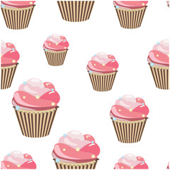 Cupcake pattern. Seamless colorful cupcake pattern. Vector illustration
