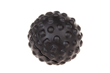 Myofascial rubber ball for self-massage. Black massage ball, isolated